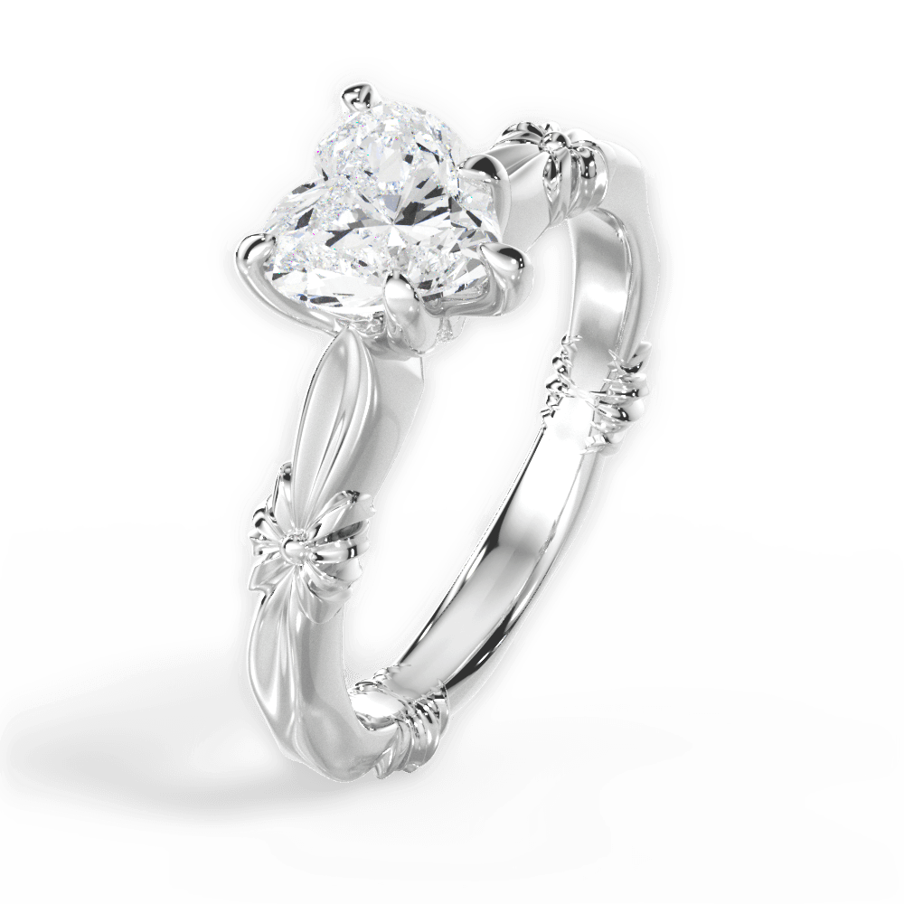 14kt White Gold/18kt White Gold/Platinum/heart/side