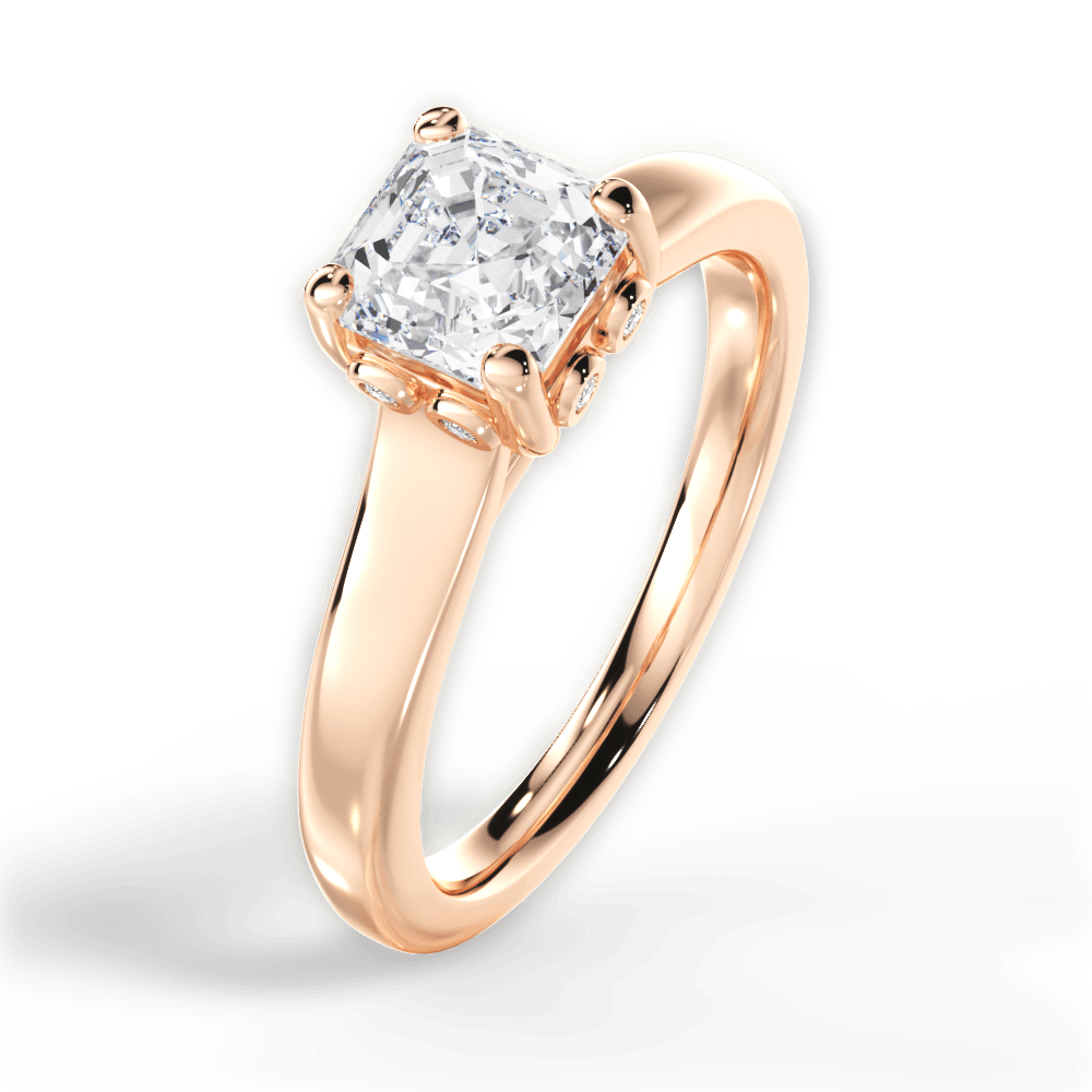 14kt Rose Gold/18kt Rose Gold/asscher/side