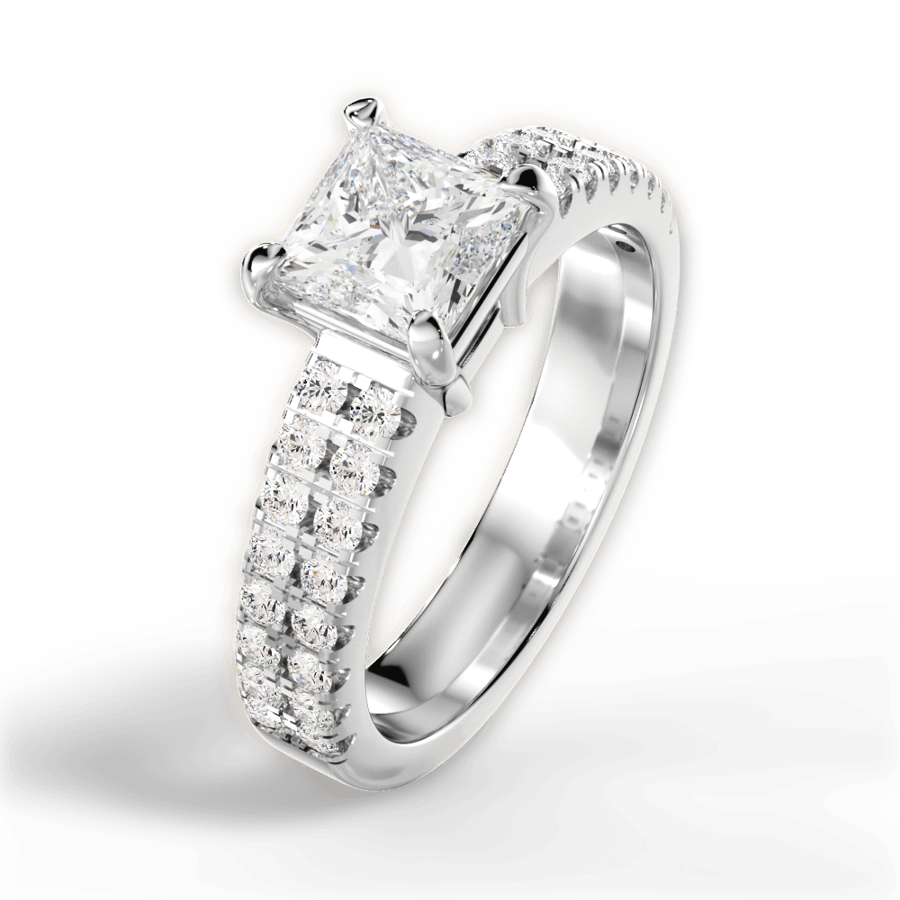 14kt White Gold/18kt White Gold/Platinum/princess/side