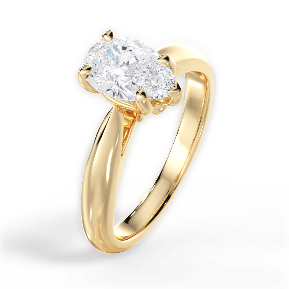 14kt Yellow Gold/18kt Yellow Gold/pear/side
