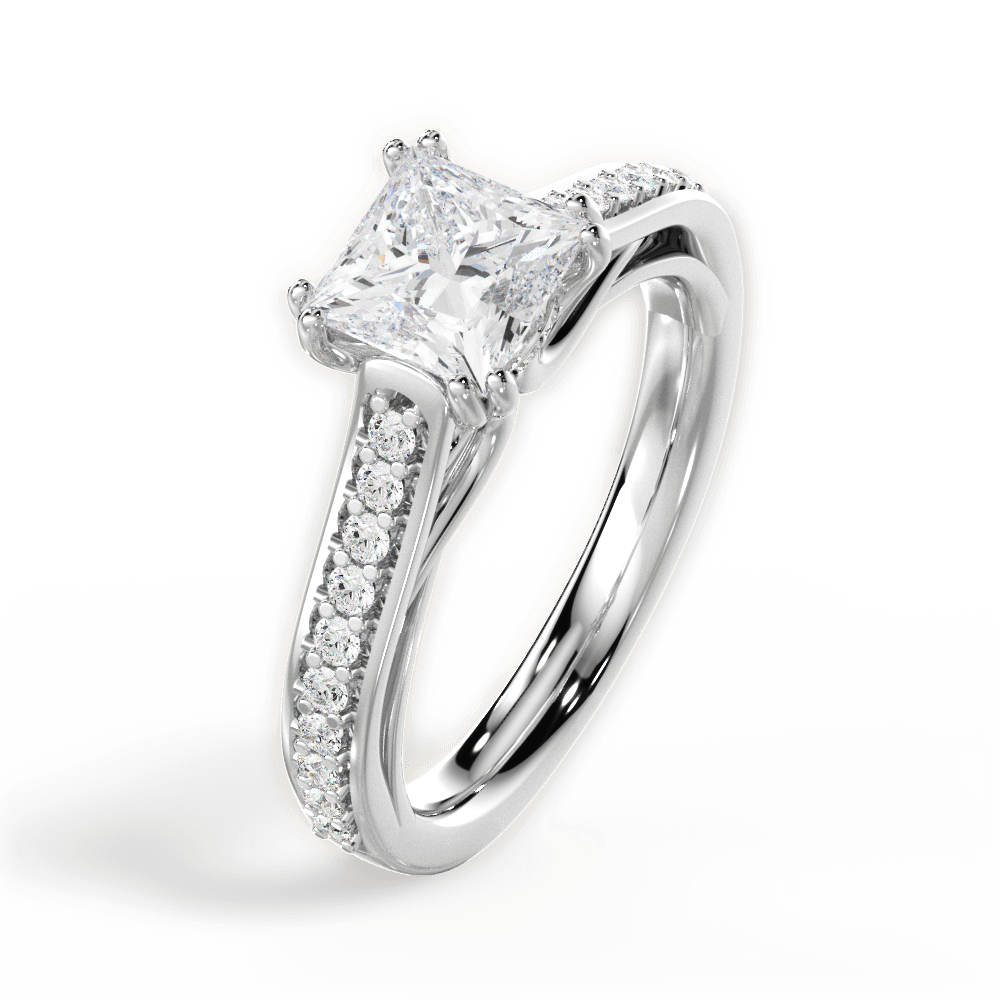 14kt White Gold/18kt White Gold/Platinum/princess/side
