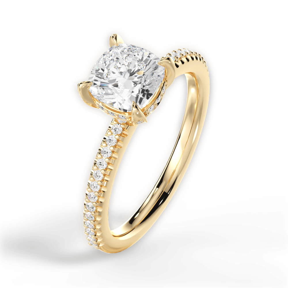14kt Yellow Gold/18kt Yellow Gold/cushion/side