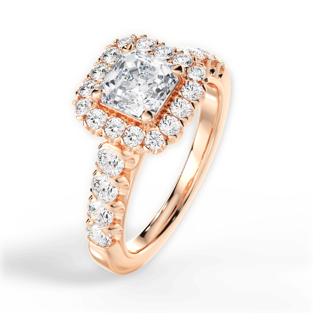 14kt Rose Gold/18kt Rose Gold/asscher/side