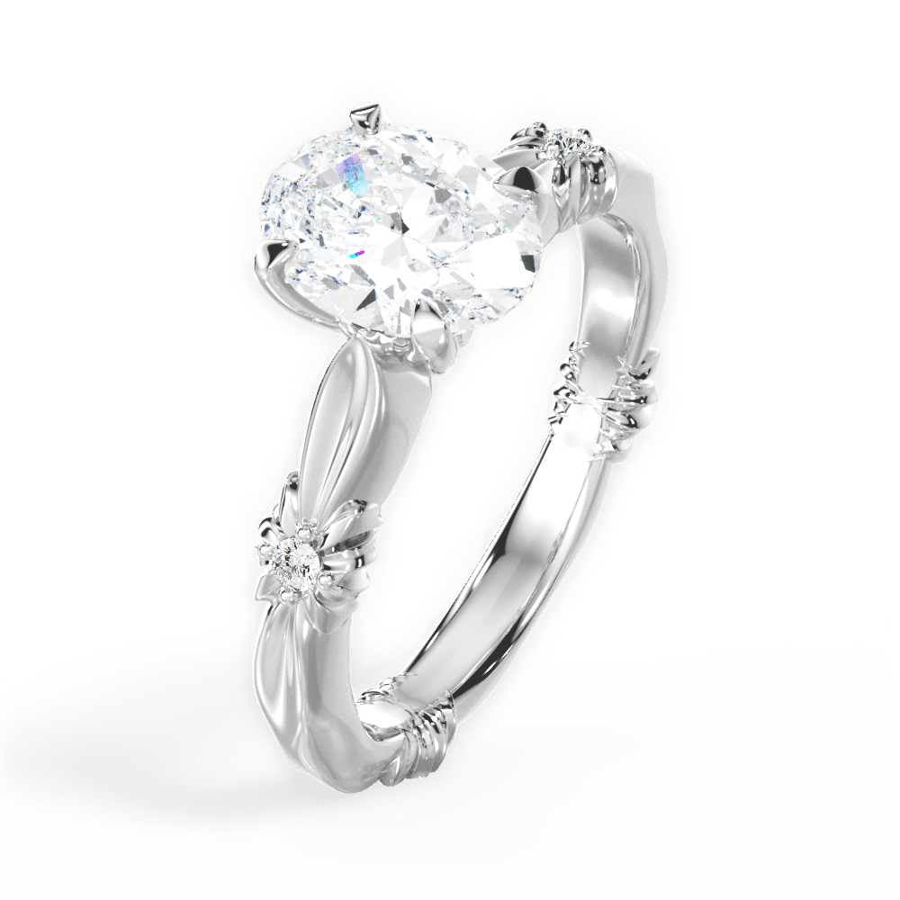 14kt White Gold/18kt White Gold/Platinum/oval/side