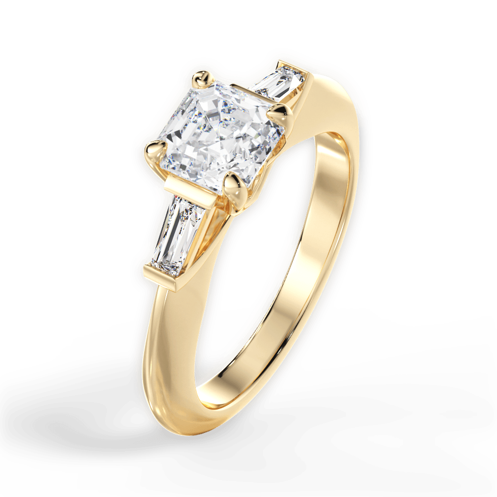 14kt Yellow Gold/18kt Yellow Gold/asscher/side