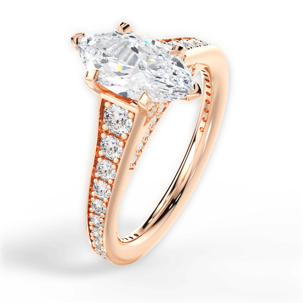 14kt Rose Gold/18kt Rose Gold/marquise/side
