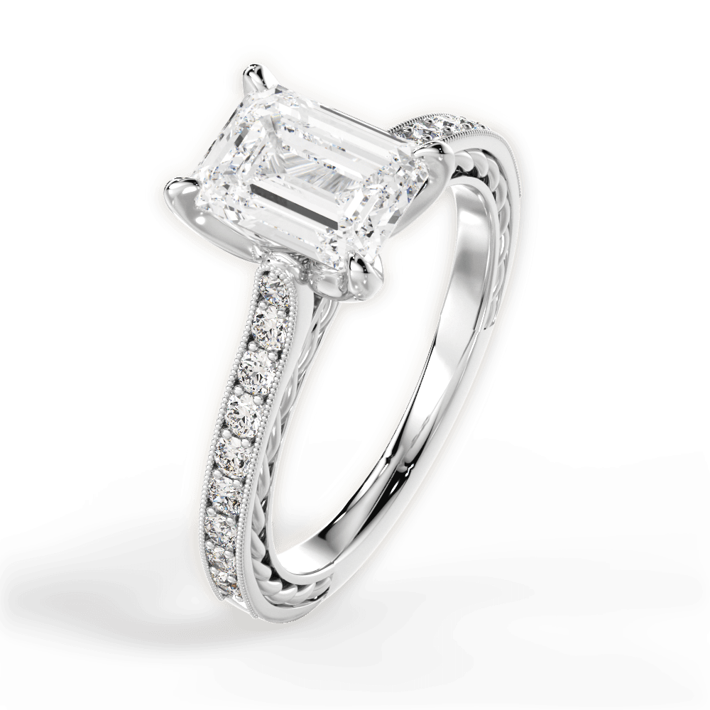 14kt White Gold/18kt White Gold/Platinum/emerald/side