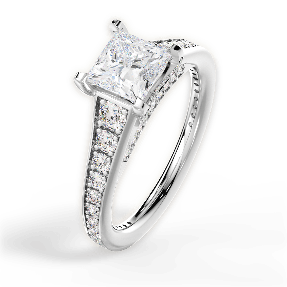 14kt White Gold/18kt White Gold/Platinum/princess/side