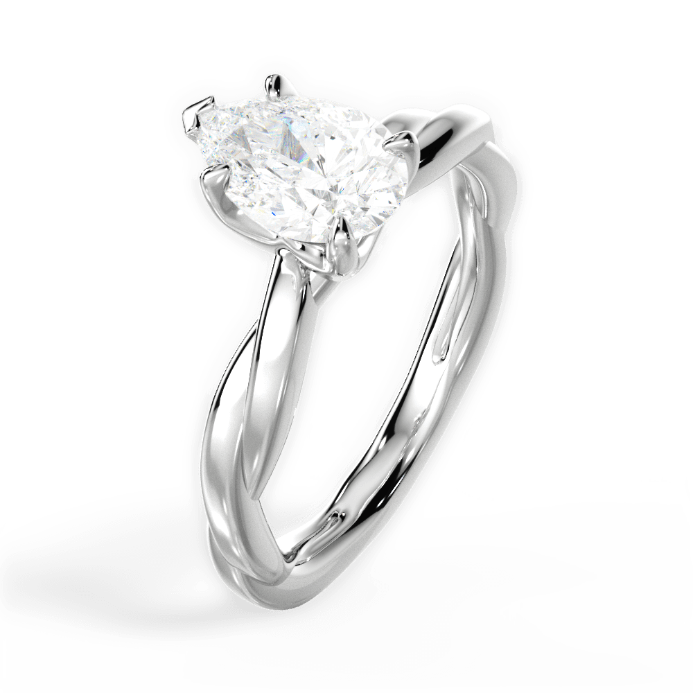 14kt White Gold/18kt White Gold/Platinum/pear/side