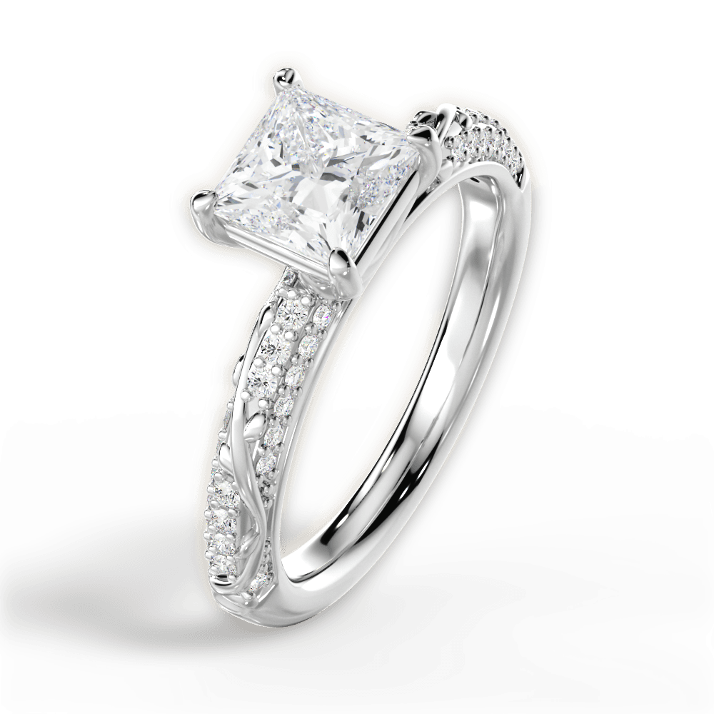 14kt White Gold/18kt White Gold/Platinum/princess/side