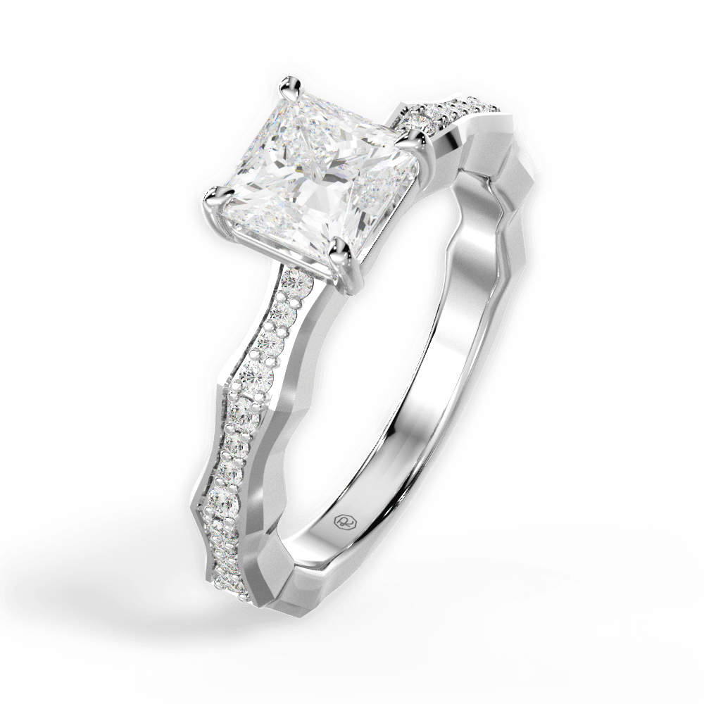 14kt White Gold/18kt White Gold/Platinum/princess/side