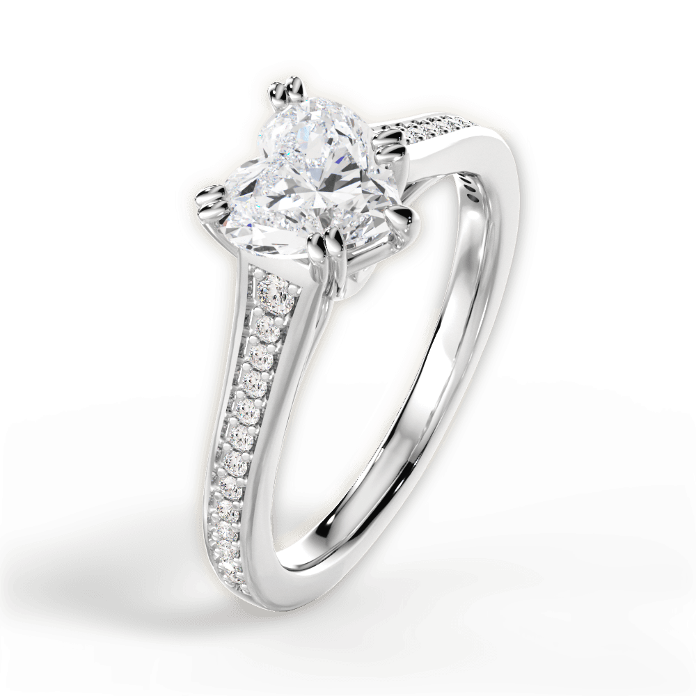 14kt White Gold/18kt White Gold/Platinum/heart/side