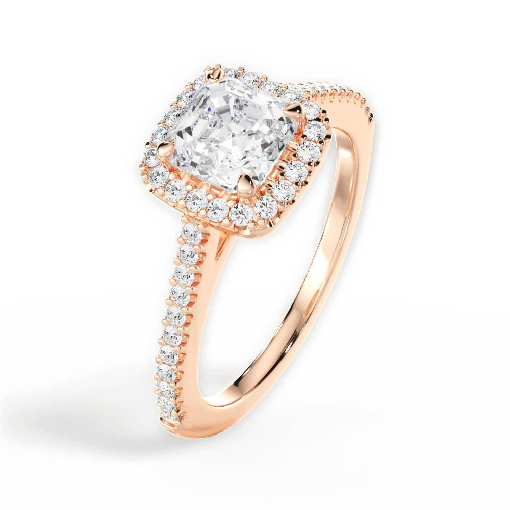 14kt Rose Gold/18kt Rose Gold/asscher/side