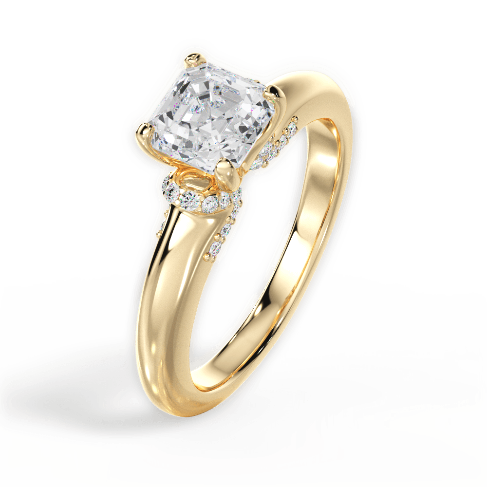 14kt Yellow Gold/18kt Yellow Gold/asscher/side