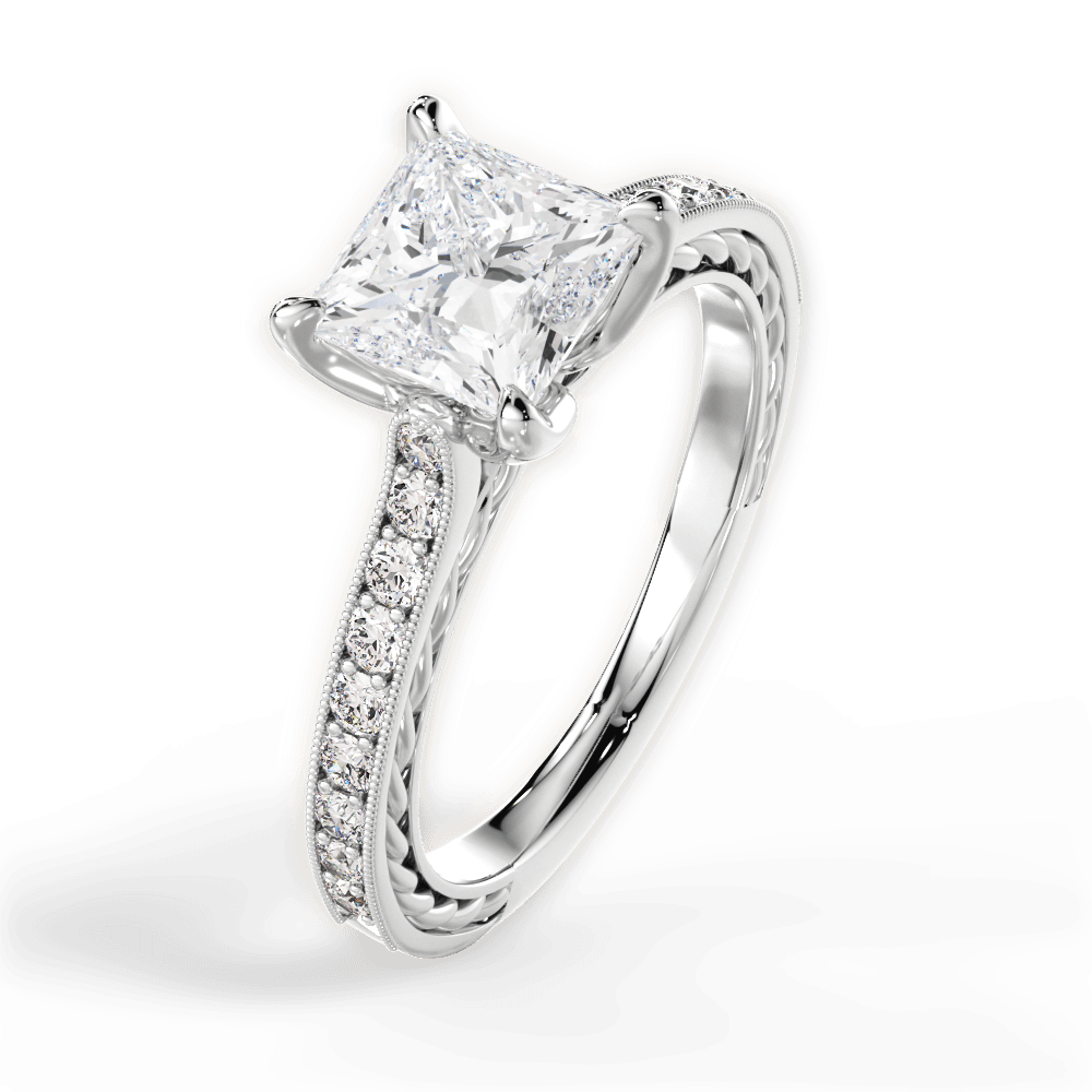 14kt White Gold/18kt White Gold/Platinum/princess/side