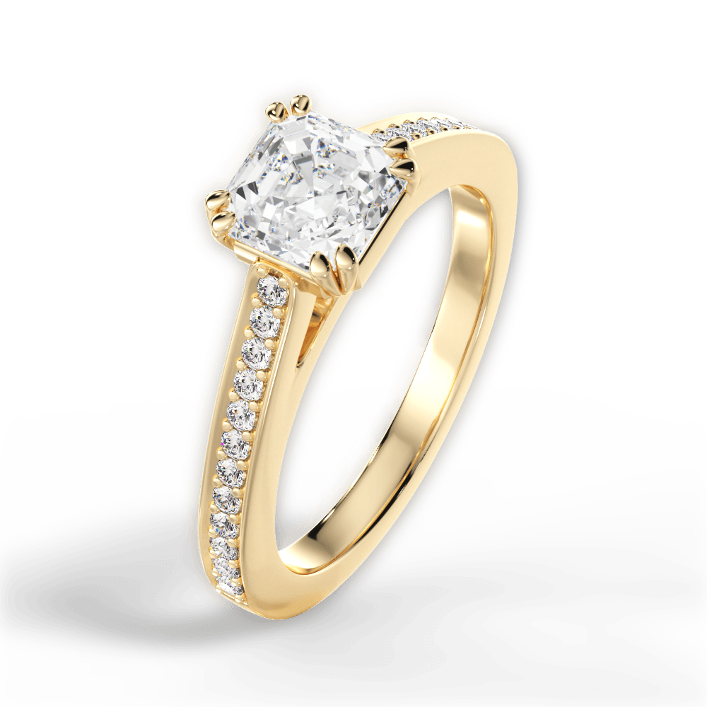 14kt Yellow Gold/18kt Yellow Gold/asscher/side