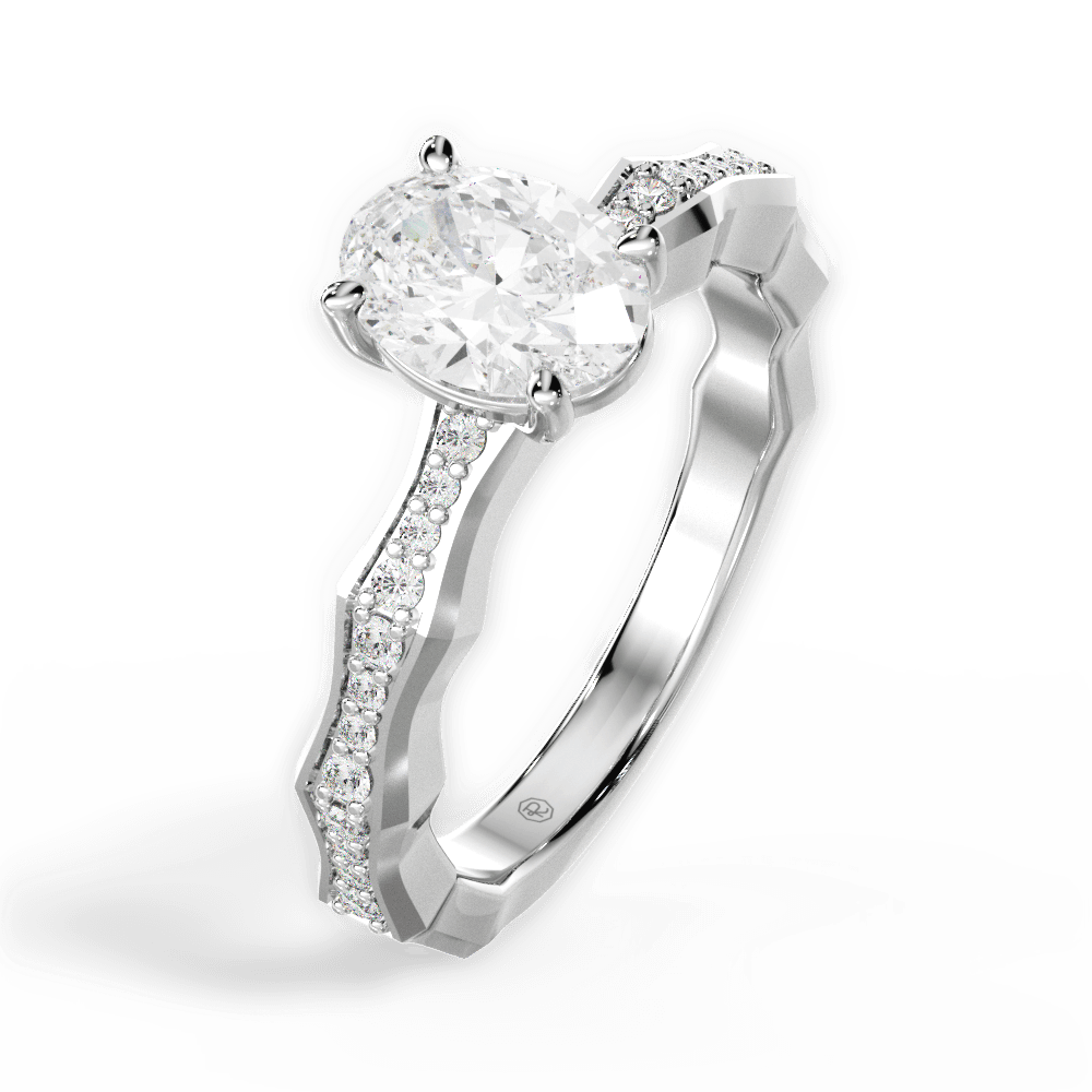 14kt White Gold/18kt White Gold/Platinum/oval/side