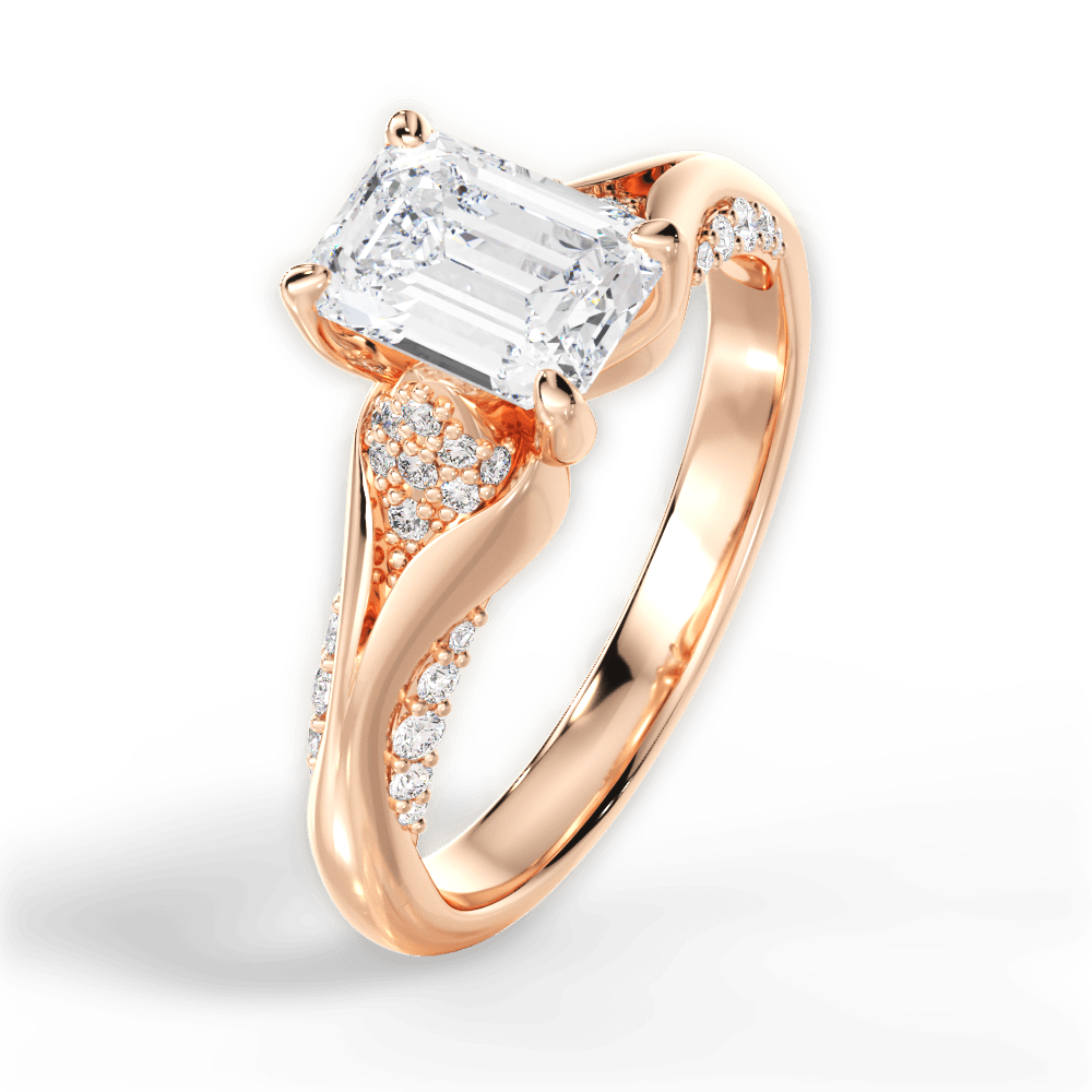 14kt Rose Gold/18kt Rose Gold/emerald/side