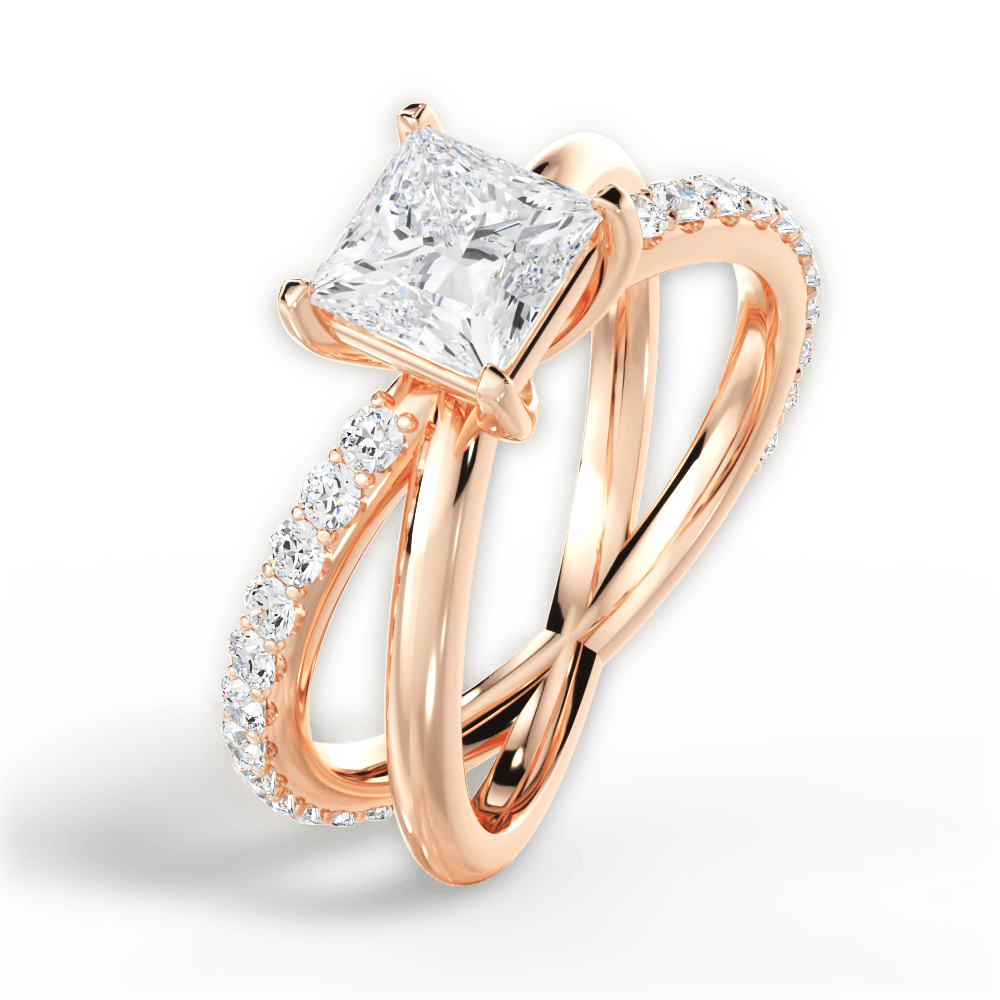 14kt Rose Gold/18kt Rose Gold/princess/side