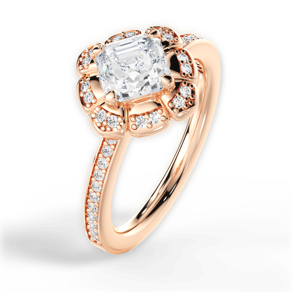 14kt Rose Gold/18kt Rose Gold/asscher/side