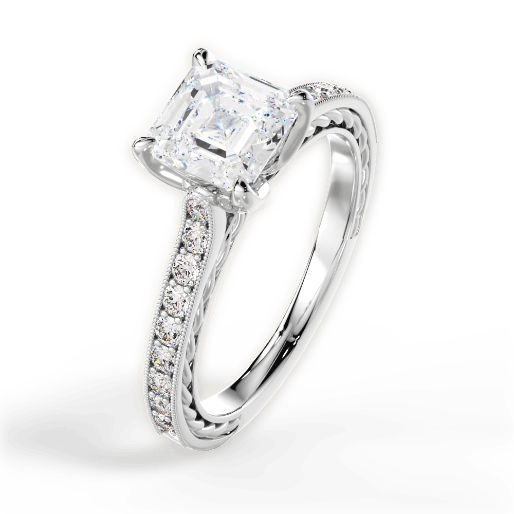 14kt White Gold/18kt White Gold/Platinum/asscher/side