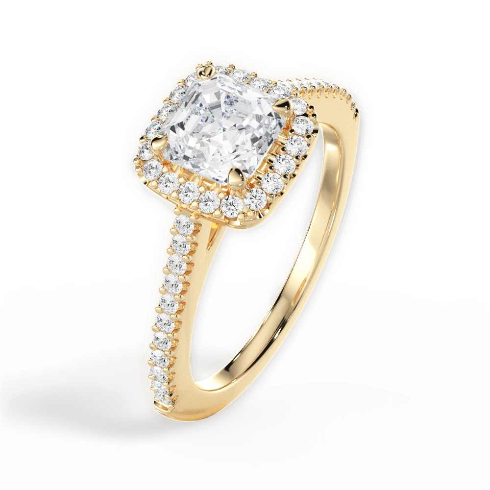 14kt Yellow Gold/18kt Yellow Gold/asscher/side