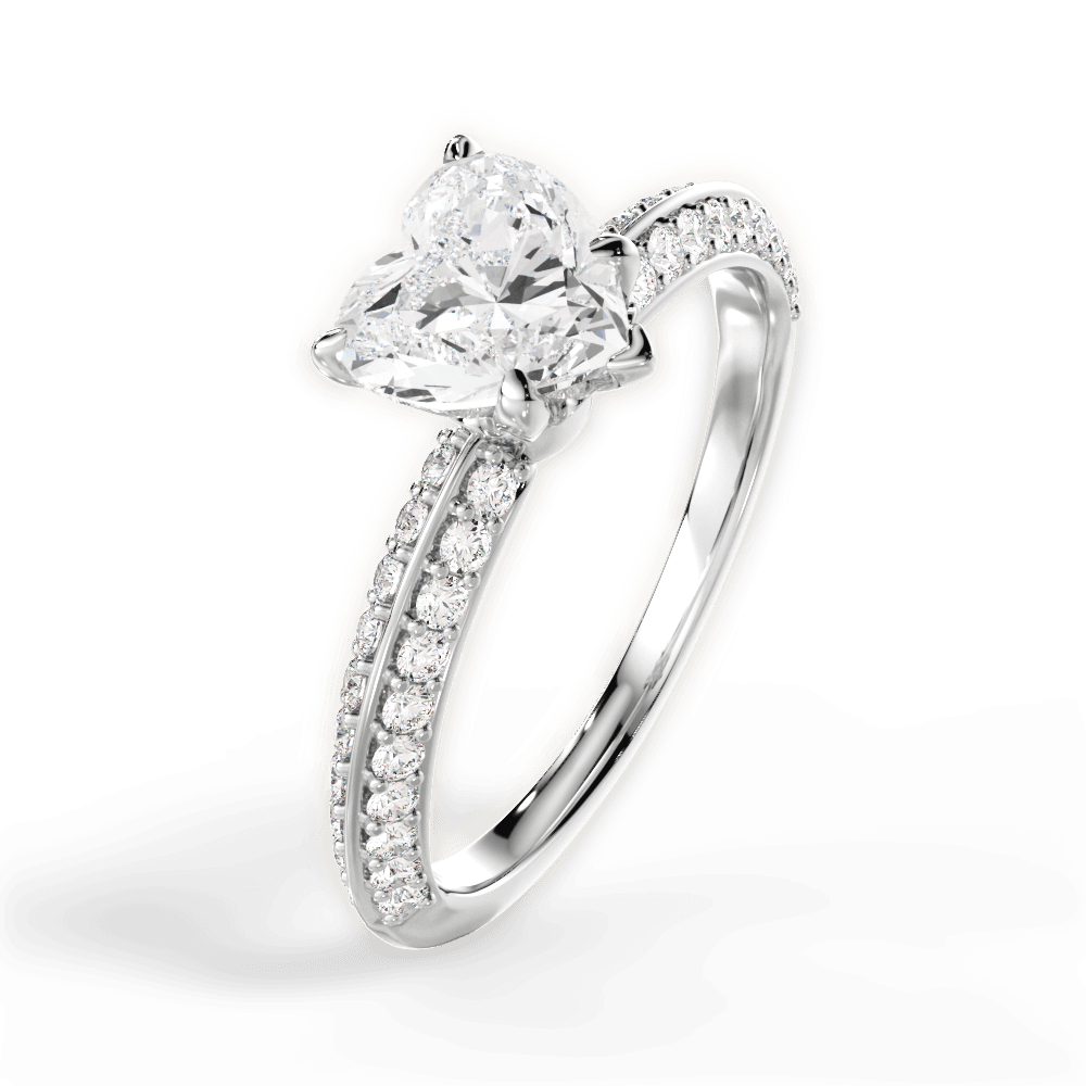 14kt White Gold/18kt White Gold/Platinum/heart/side