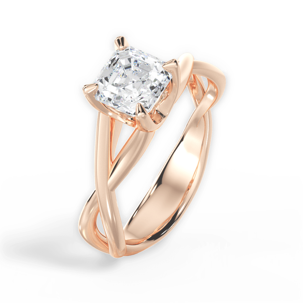 14kt Rose Gold/18kt Rose Gold/asscher/side