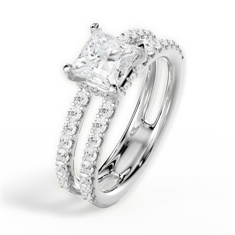 14kt White Gold/18kt White Gold/Platinum/princess/side