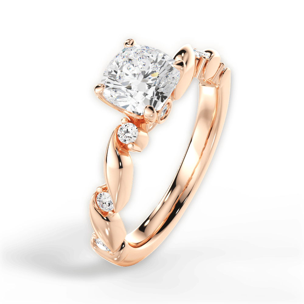 14kt Rose Gold/18kt Rose Gold/cushion/side