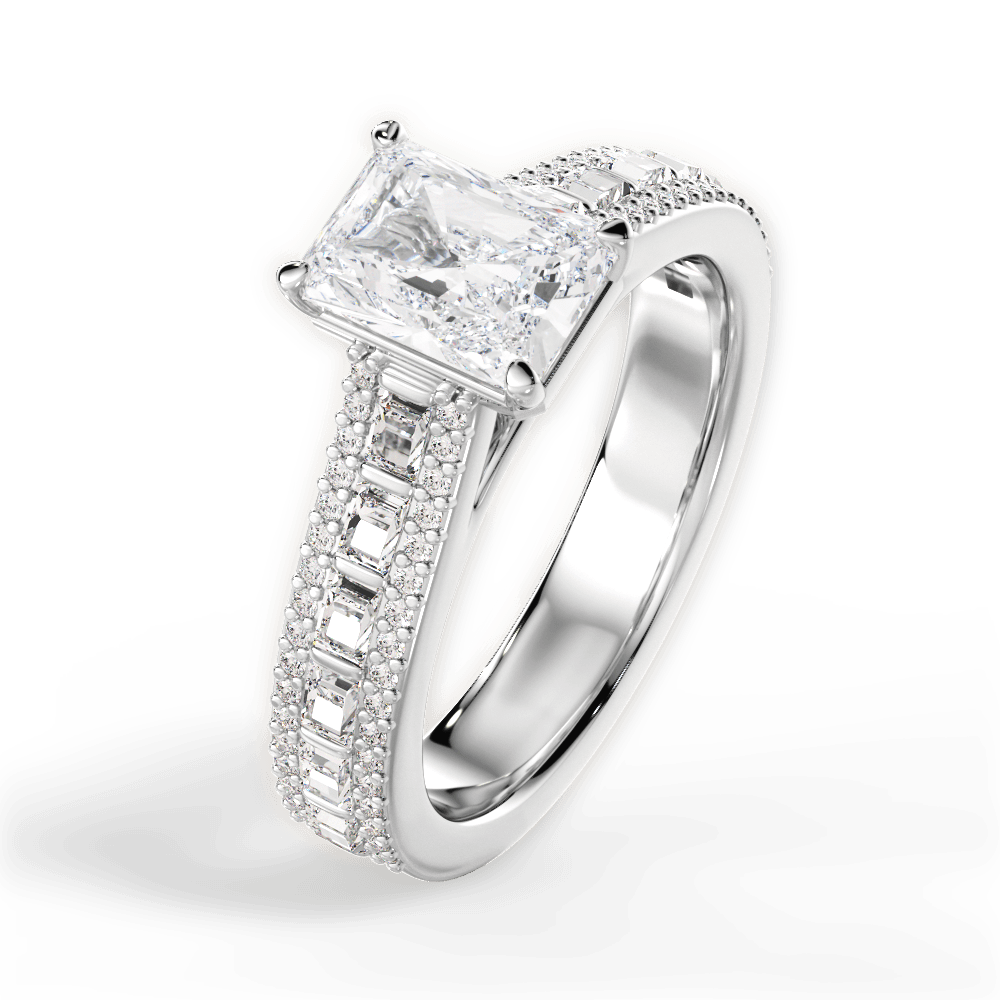 14kt White Gold/18kt White Gold/Platinum/radiant/side