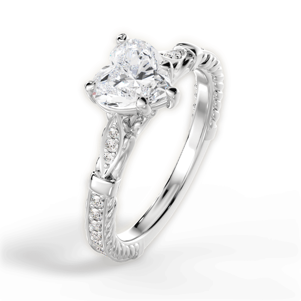 14kt White Gold/18kt White Gold/Platinum/heart/side