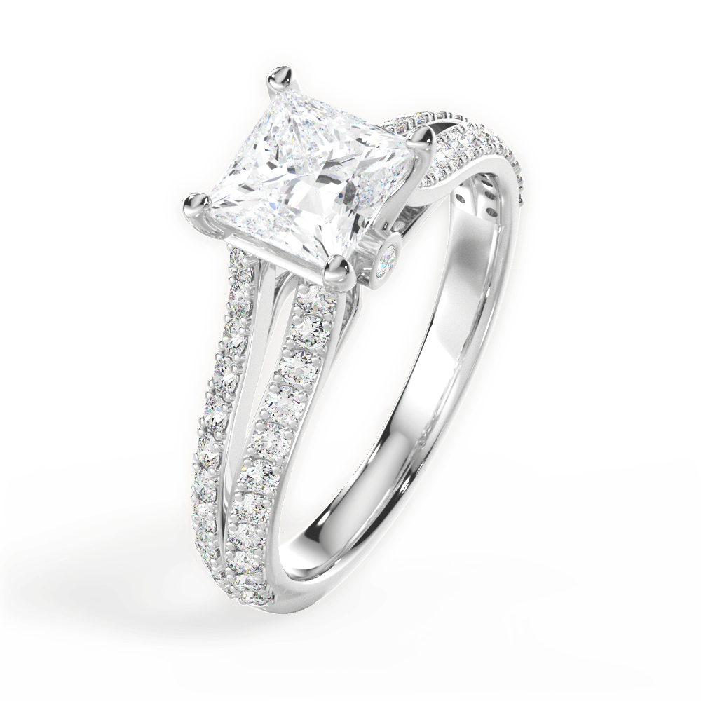 14kt White Gold/18kt White Gold/Platinum/princess/side