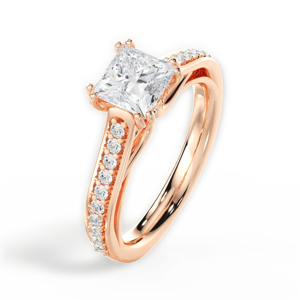 14kt Rose Gold/18kt Rose Gold/princess/side