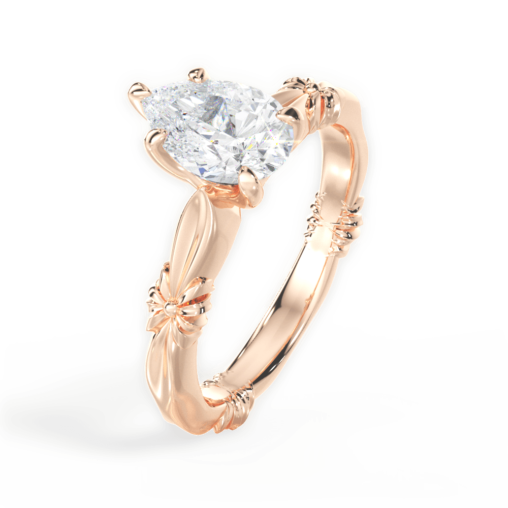 14kt Rose Gold/18kt Rose Gold/pear/side
