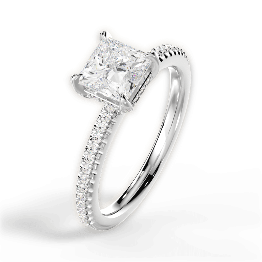 14kt White Gold/18kt White Gold/Platinum/princess/side