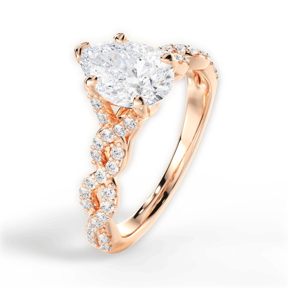 14kt Rose Gold/18kt Rose Gold/pear/side