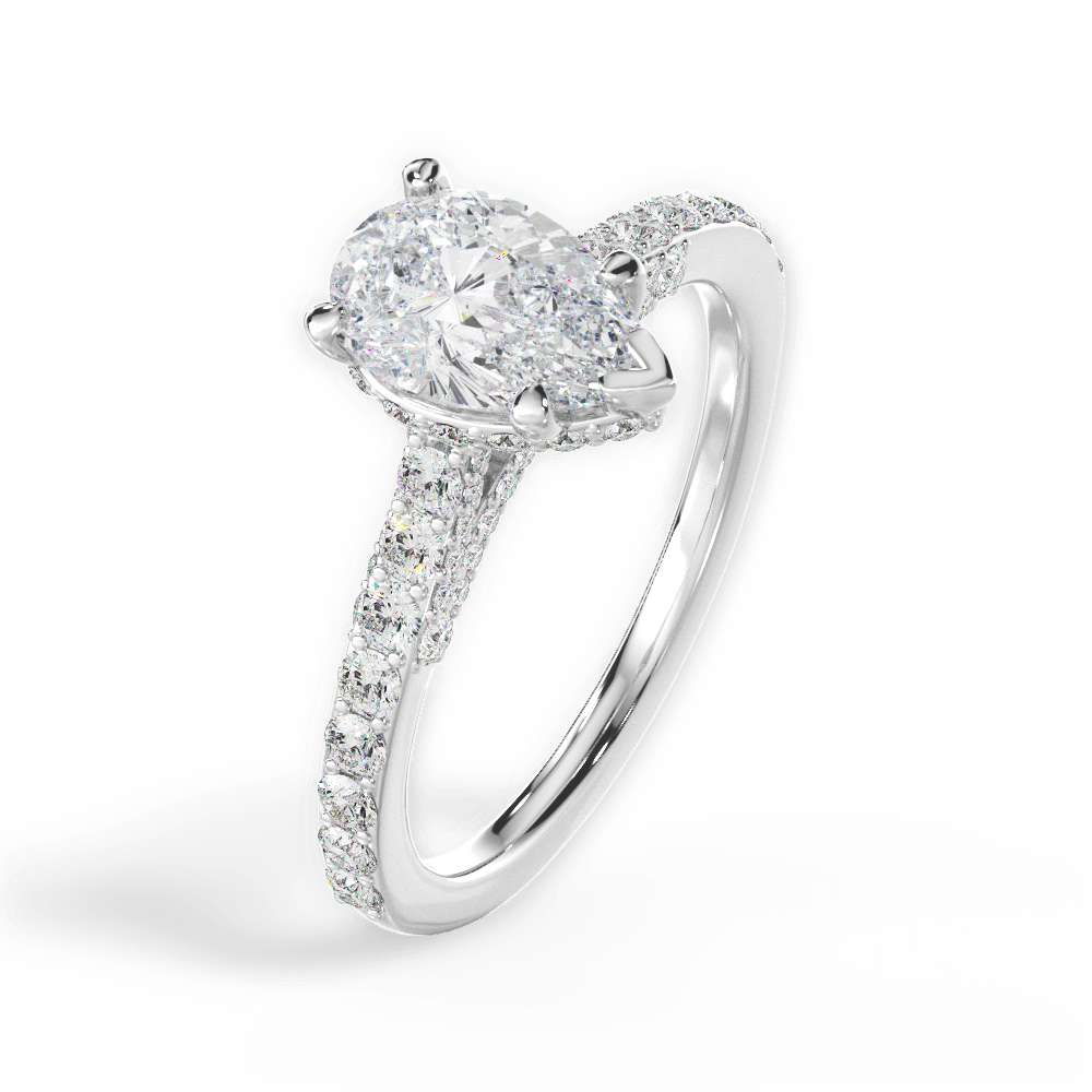 14kt White Gold/18kt White Gold/Platinum/pear/side