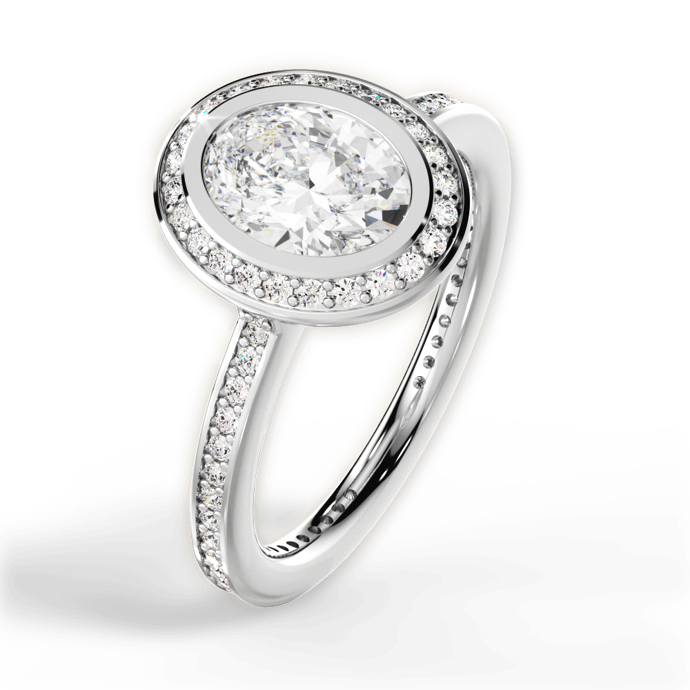 14kt White Gold/18kt White Gold/Platinum/oval/side