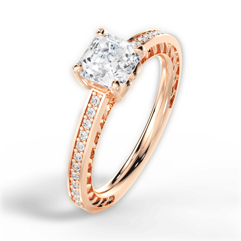 14kt Rose Gold/18kt Rose Gold/asscher/side