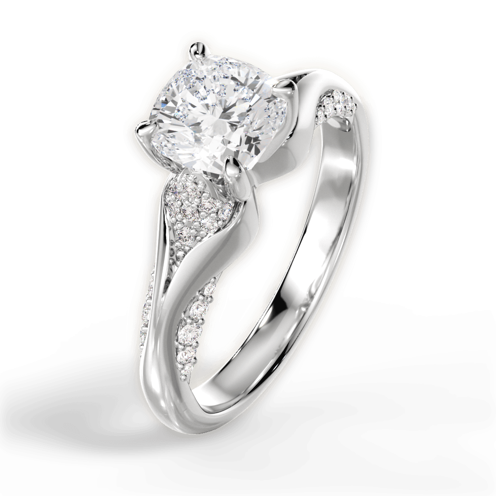 14kt White Gold/18kt White Gold/Platinum/cushion/side