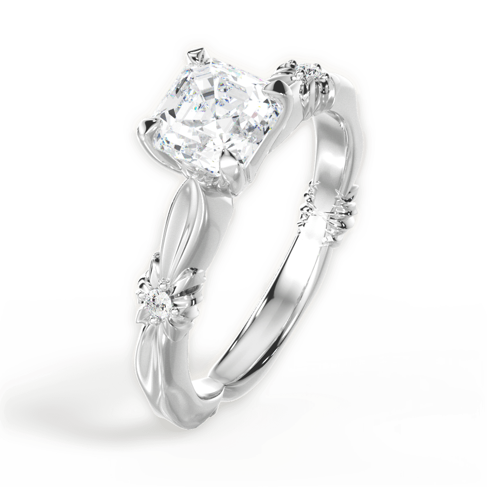 14kt White Gold/18kt White Gold/Platinum/asscher/side