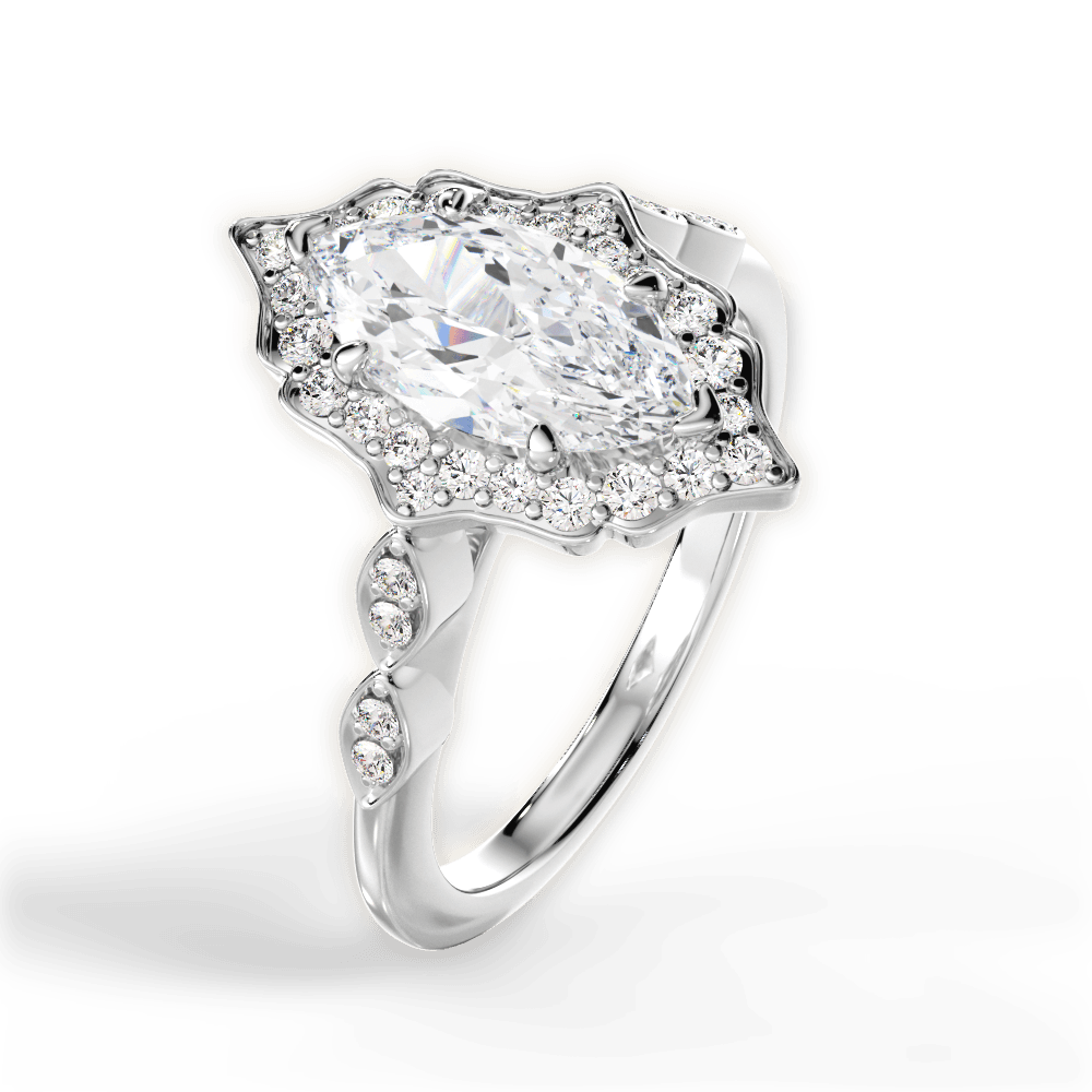 14kt White Gold/18kt White Gold/Platinum/marquise/side