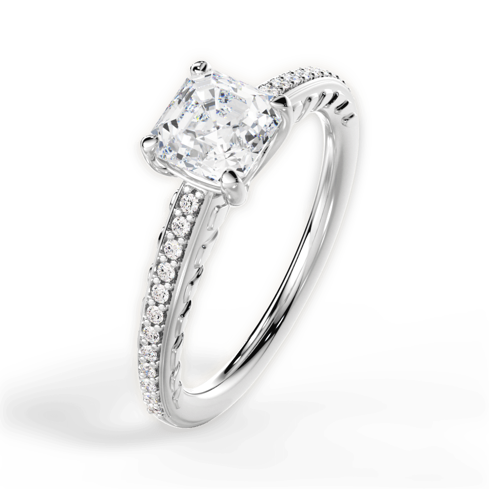 14kt White Gold/18kt White Gold/Platinum/asscher/side