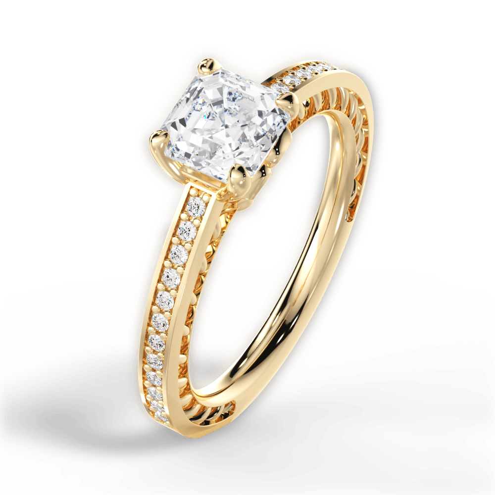 14kt Yellow Gold/18kt Yellow Gold/asscher/side