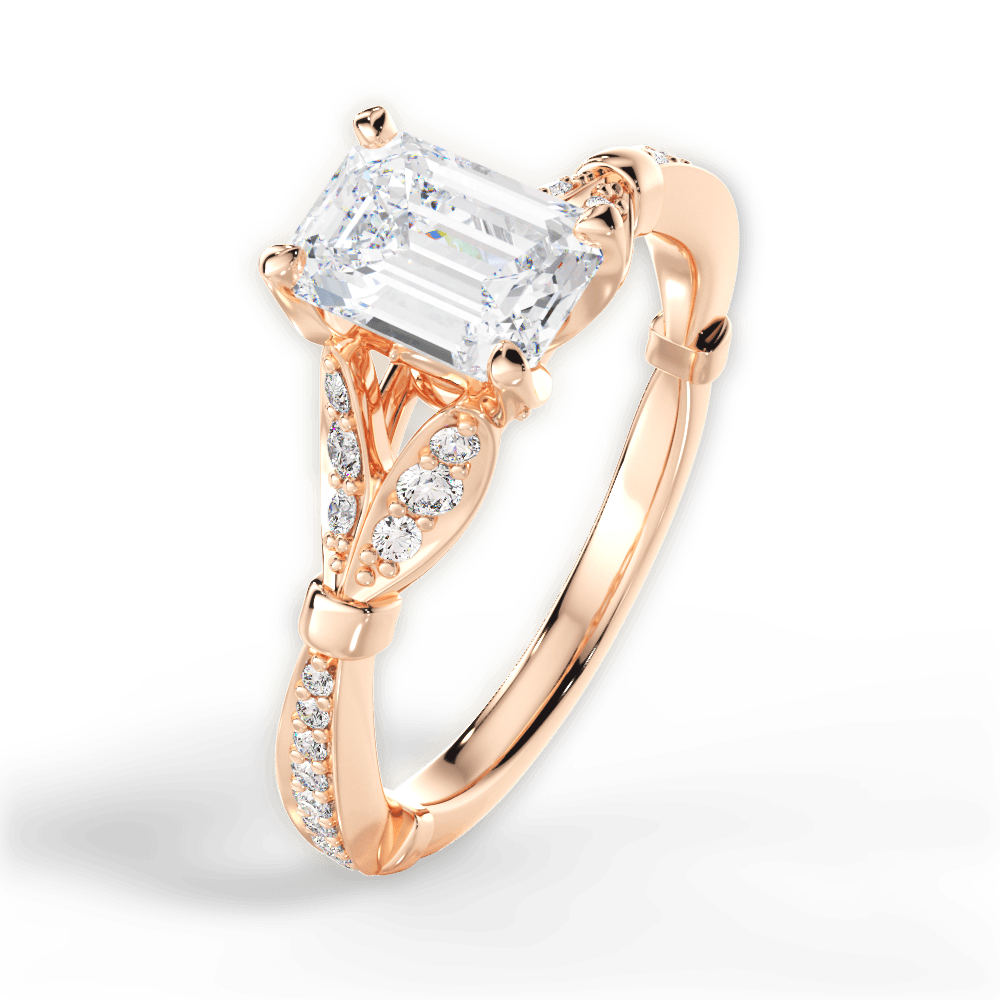 14kt Rose Gold/18kt Rose Gold/emerald/side