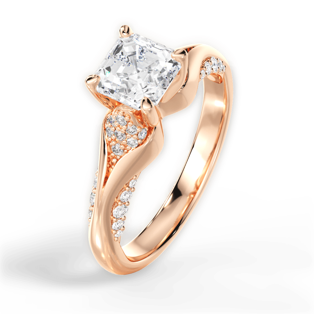 14kt Rose Gold/18kt Rose Gold/asscher/side