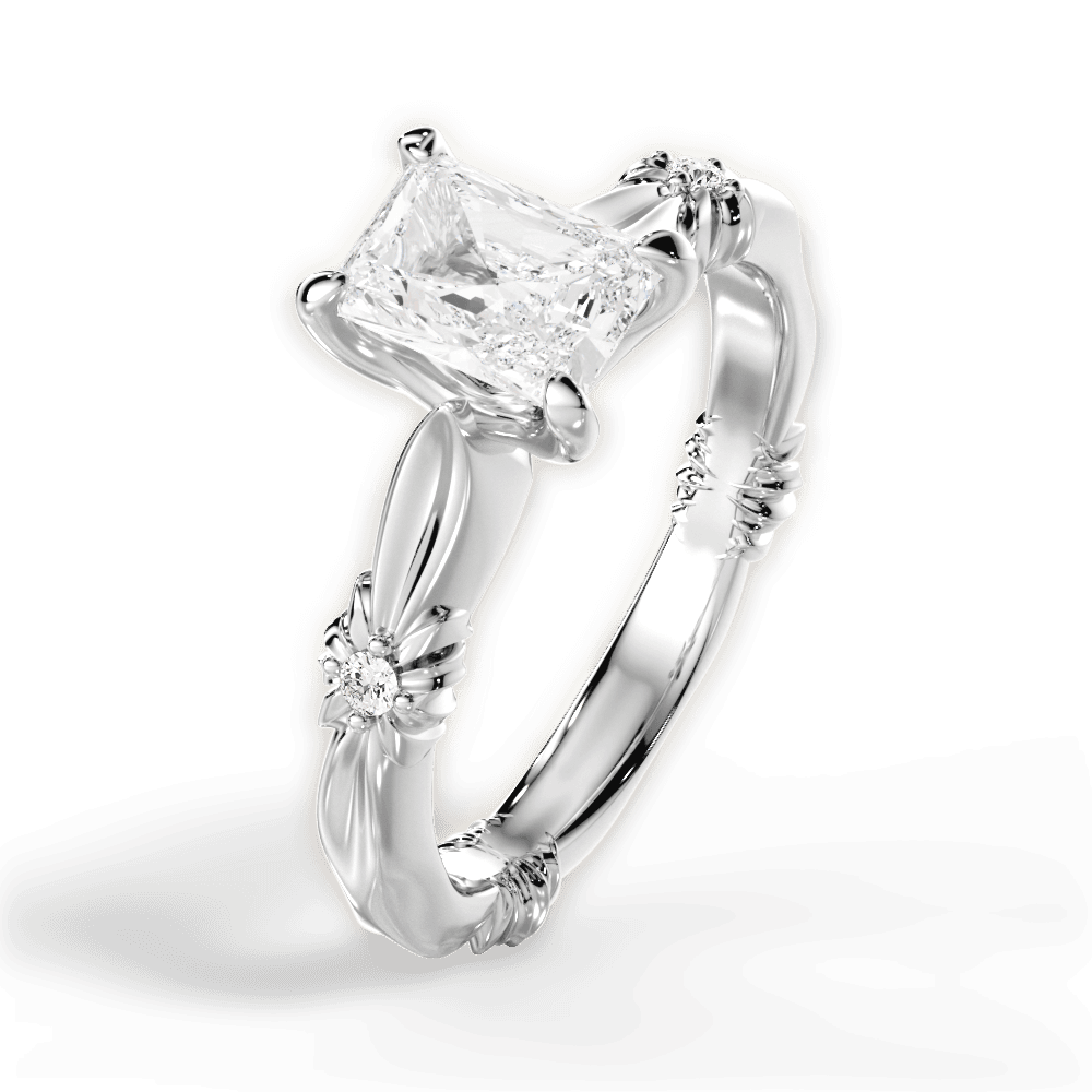 14kt White Gold/18kt White Gold/Platinum/radiant/side