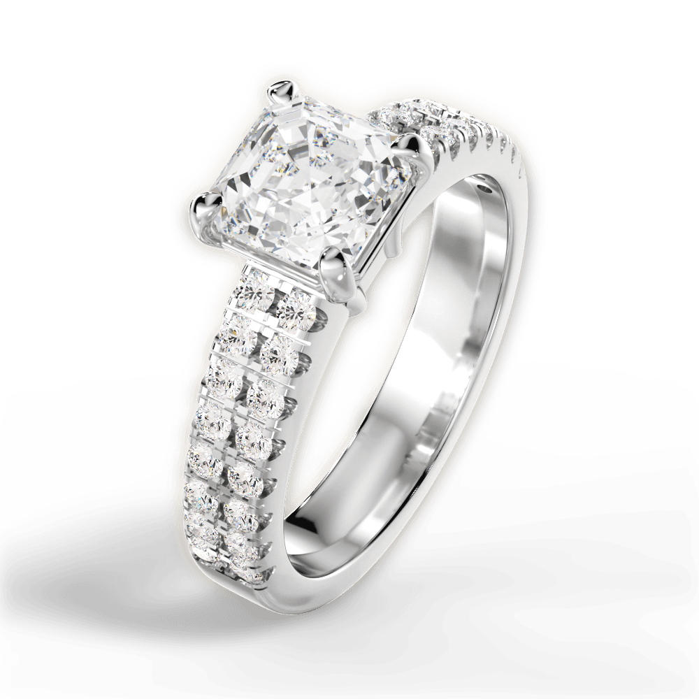14kt White Gold/18kt White Gold/Platinum/asscher/side