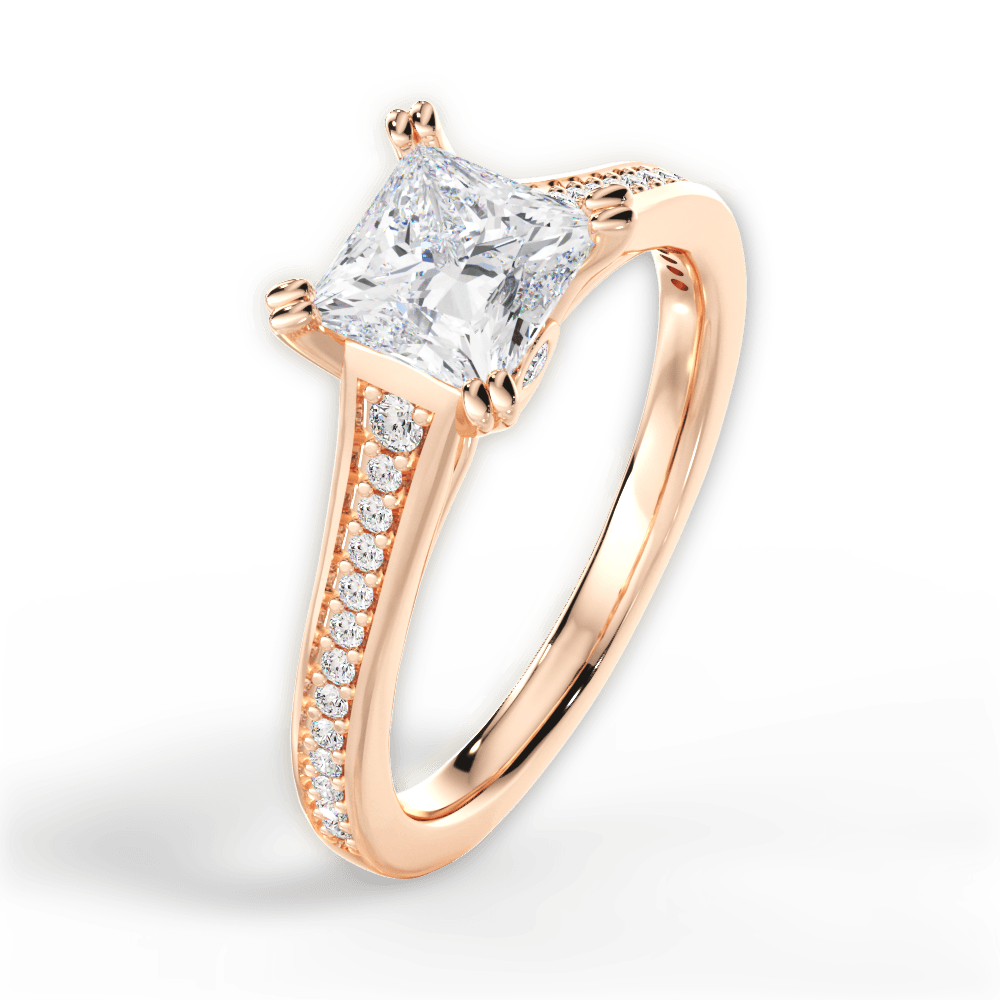 14kt Rose Gold/18kt Rose Gold/princess/side